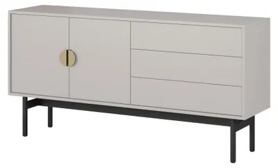 Image de Selsey Stoon II - Meuble TV bas avec 2 portes et 3 tiroirs, couleur taupe, 154 cm