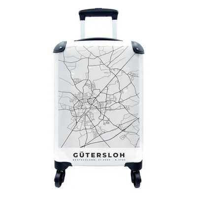 Produktbild von MuchoWow® Koffer Handgepäck Trolley Rollkoffer Kleine Reisekoffer mit 4 Rollen - Deutschland - Karte - Gütersloh - Karte - Stadtplan - Cabin Size < 55x40x23 cm & 55x40x20 cm - Fotokoffer - Kabinenkoffer - Boardgepäck - Reise-Box - Reisekoffer - Reisegepäck - Koffer mit Bild - Trolley für Kinder