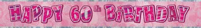 Produktbild von Unique pinkes Geburtstags-Party-Banner zum 60. Geburtstag, 274 cm lang, 13 cm hoch