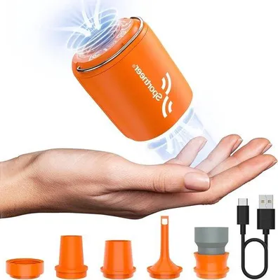 Image de Mini-pompe à air électrique avec batterie de 1600 mAh - petite pompe pratique pour matelas pneumatiques et sacs de voyage