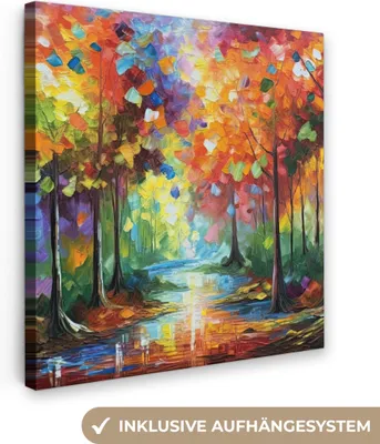 Zdjęcie produktu dla MuchoWow® - Obraz na płótnie - Krajobraz - Las - Kolory - Natura, obraz na ścianę, dekoracja ścienna do salonu, 50x50cm