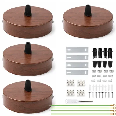 4er Set Deckenbaldachin 10 cm, Walnussbraun, inkl. Zubehör