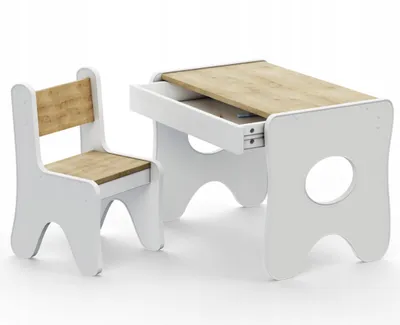 Produktbild von Tisch mit Schublade und Kinderschreibtisch braun und weiß, Tisch zum Zeichnen, Spielen