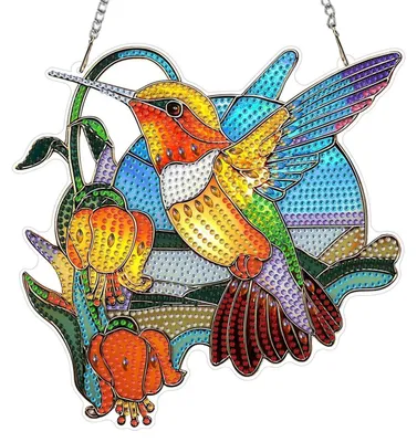 Produktbild von Diamond Painting Anhänger Set Vogel Blume 5D DIY Fensterbilder Sonnenfänger Lichtfänger Bastelset Kinder Erwachsene GL003