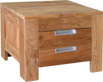 Immagine prodotto di Teako Design Tavolino Varberg Teak massiccio 2 cassetti 50x40x40cm