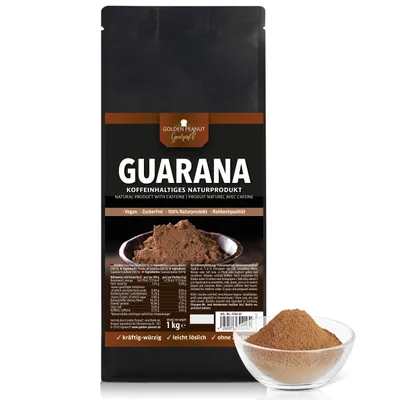 Produktbild von GOLDEN PEANUT Guarana Pulver 1 kg - ohne Zusätze, e , allergenfrei, glutenfreie natürliche Kaffeealternative
