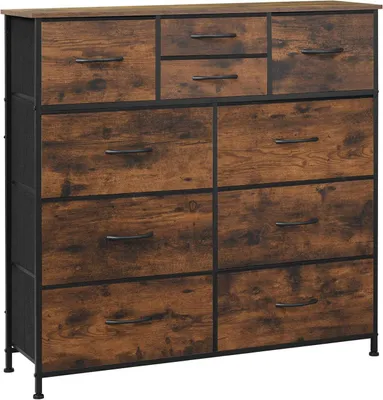 Produktbild von WOLTU Kommode mit 10 Schubladen aus Stoff, Sideboard, Metallrahmen, Industrial Stil : Vintagebraun Farbe: Vintagebraun