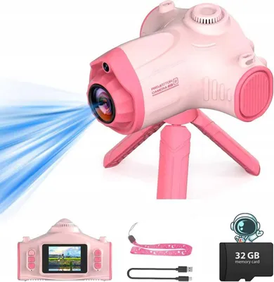Obrázok produktu pre Projektor Projektor Kamera 3 v 1 pre deti 48MP 1080p Karta 32GB Statív / HA92 Ružová