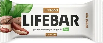 Produktbild von Dattel-Nuss-Riegel mit Paranüssen, roh, ohne Zuckerzusatz, glutenfrei, , 40 g – LIFEFOOD