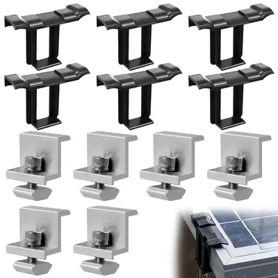 6 Alu Z-Halterungen für 30 mm Solarmodule + Clips