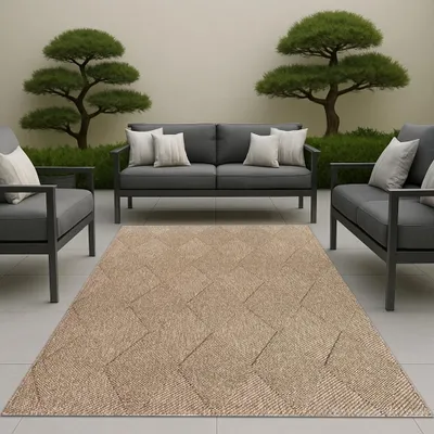 Zdjęcie produktu dla Dywan do wnętrz i na zewnątrz z juty o uniwersalnym wyglądzie w kolorze beżowym/brązowym Rozmiar - 80 x 150 cm