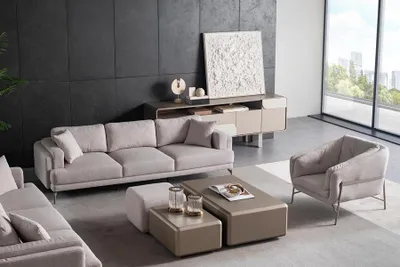 Immagine prodotto di Modernes Wohnzimmermöbelset aus Holz in Beige