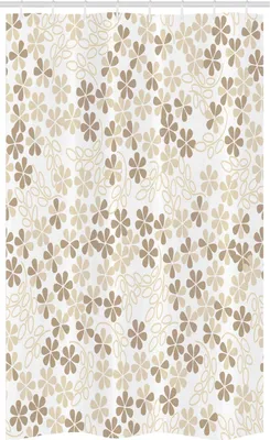 Immagine prodotto di ABAKUHAUS Tenda da doccia estiva stretta, bouquet di fiori, set decorativo per bagno in tessuto con ganci, 120 x 180 cm, beige umbra crema