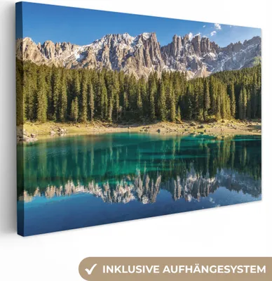 Produktbild von OneMillionCanvasses® - Leinwandbilder - 150x100 cm, Berg - Wald - Strand, Wandbilder Kunstdruck Wanddekoration