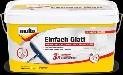 Produktbild von Molto Einfach Glatt Fertigspachtel Weiß 7 kg Wand Raufaser