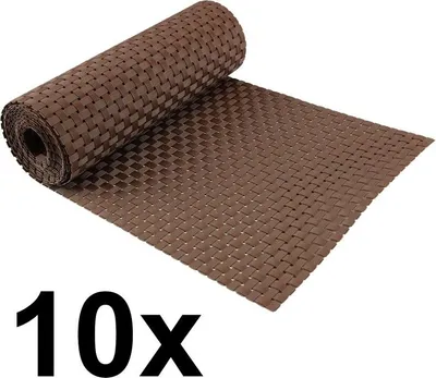 Produktbild von Sichtschutzstreifen Rattan 10er Set TopMulti Polyrattan Doppelstabmatten Braun