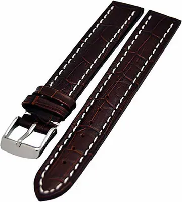 Produktbild von Uhrenarmband extra Lang XXL 20mm Kalbleder braun + weisser Naht