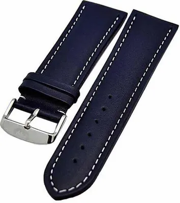 Produktbild von Uhrenarmband Kalbslederband Dunkelblau mit weißer Naht 20mm sportliche Optik