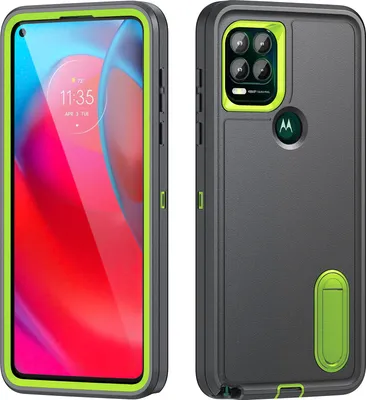Produktbild von Hülle für Motorola Moto G Stylus 5G 2021 Hybrid Dreilagige Robust Stoßfest Schwerlast Schutzhülle mit Ständer Grau