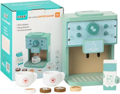 Produktbild von Holz Kaffeemaschine Set, Kinderküche Kaffeemaschine, Rollenspiel mit Zubehör, Pädagogisches Spielzeug Geschenke für 3 4 5 6 Jahren Kleinkinder Junge M
