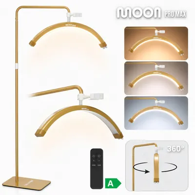 Produktbild von Moon Pro MAX LED Kosmetik-Stehlampe schattenfrei für Wimpernverlängerung Standleuchte Gold