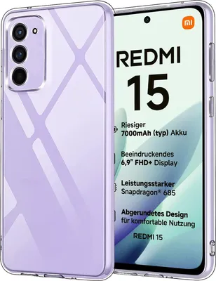 A clear phone case is shown next to a phone displaying marketing information.