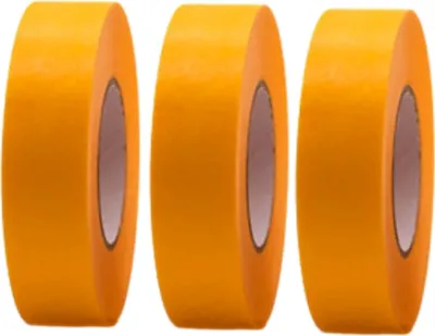 Produktbild von 3 Rollen Profi Goldband Klebeband 50 m x 24 mm - Malerband Gold Kreppband - Abdeckband für Maler und Lackierer - Krepp für Innen und Außen - Malerkrepp - Vielseitiges Klebeband für Malerarbeiten