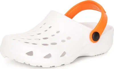 Produktbild von Ladeheid Kinder Mädchen Jungen Eva Clogs Gartenclogs Gartenschuhe LA-CA-06 (Weiß/Orange, 24/25 EU)