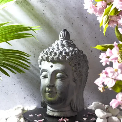 Image de Tete De Bouddha En Magnesia H42cm