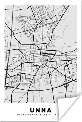 Produktbild von MuchoWow® Poster Karte - Deutschland - Unna- Stadtplan 20x30 cm - Papierdruck