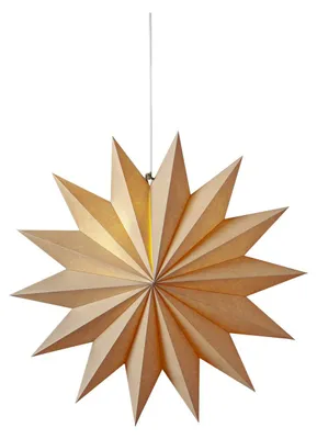 Imagen del producto de Estrella de papel grande, modelo "Plain", de 14 puntas, sencilla, color natural, diámetro 60 cm