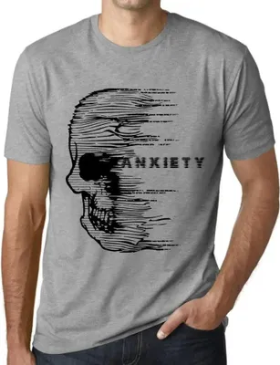 Produktbild von Herren Grafik T-Shirt Angst Schädelangst – Anxiety Skull Anxiety – Öko-Verantwortlich Vintage Jahrgang Kurzarm Lustige Druck Geburtstag Geschenk Mann