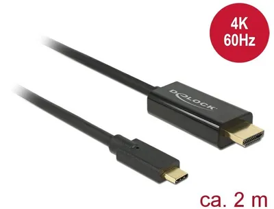 Image de DELOCK Câble USB C -> HDMI-A 4K 60Hz St/St 2.00m sw