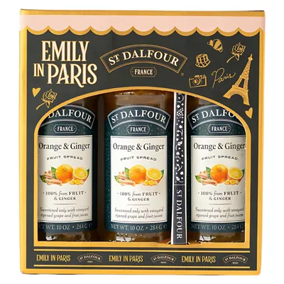 Produktbild von St. Dalfour Fruchtaufstrich Geschenkset – Emily in Paris Edition – 100% Frucht, ohne Zuckerzusatz, glutenfrei – 3x284g (Orange-Ingwer)