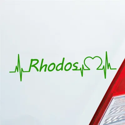 Produktbild von Auto Aufkleber Rhodos Puls Herzschlag mit Insel Motiv 19x5 cm Hellgrün Sticker Heckscheibenaufkleber