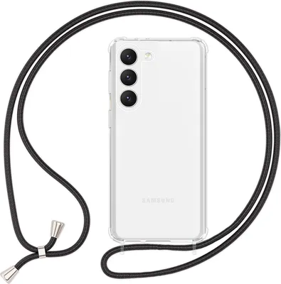 Produktbild von Klare Hybrid Hülle mit Kette zum Umhängen für Samsung Galaxy S23 Schwarz