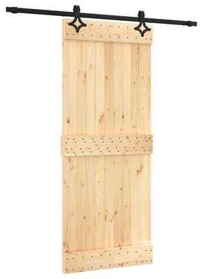 Image de Porte coulissante Naturel et noir 85 x 210 cm