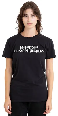 Productafbeelding van K-Pop Demon Hunters, dameswit logo, dames T-shirt, zwart, maat S (EU)