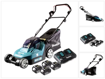 Obrázek produktu pro Akumulátorová sekačka Makita DLM 382 PT4 36 V ( 2x 18 V ) 38 cm 40 l + 4x baterie 5,0 Ah + dvojitá nabíječka