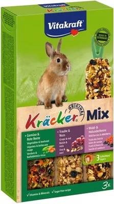 Produktbild von VITAKRAFT KRACKER Waldfrüchte/Walnüsse/Gemüse - Leckerbissen für Kaninchen - 3 Stück