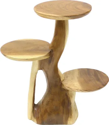 Produktbild von Ständer Hocker Blumenständer Säule Blumensäule Ablage Wurzel Blumenhocker Blumentreppe Blumenregal Massiv Akazie Unikat Natur 60 cm