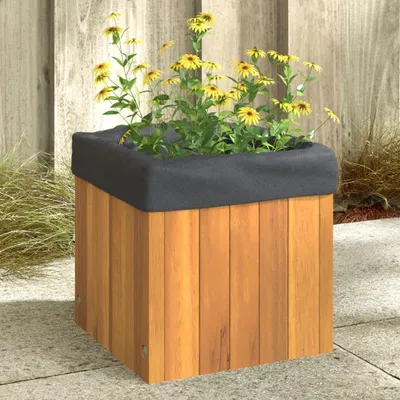 Produktbild von Pflanzkübel aus massivem Akazienholz, 25x25x25 cm, für draußen, Blumentopf, Blumenkübel, Übertopf, Pflanztopf, Blumenkasten, Pflanztrog