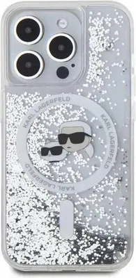 Immagine prodotto di Karl Lagerfeld Klhmp16Llgkcsgh Custodia rigida per Iphone 16 Pro 6.3 Trasparente Glitter Liquido Karl&Choupette Testa Magsafe