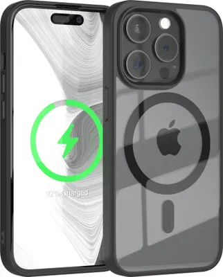Produktbild von EAZY CASE Clear MagSafe Case für Apple iPhone 15 Pro, Qi-Charging, Silikon mit Kameraschutz, Bumper Case in Schwarz