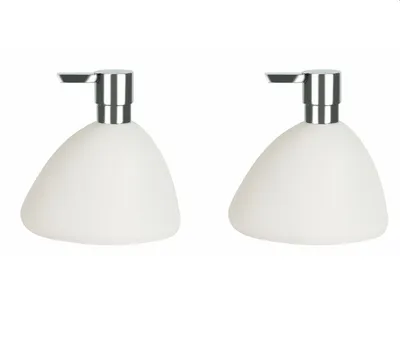 Immagine prodotto di Dispenser per sapone Spirella "Etna" Dispenser per sapone liquido in poliresina effetto pietra bianco 400ml - 2 pezzi