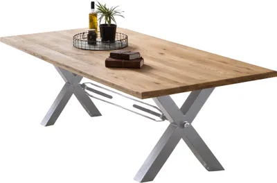 Produktbild von SIT Möbel Esstisch 240 x 100 cm | Tischplatte 40 mm | Wildeiche natur | X-Gestell Metall antiksilbern | B 240 x T 100 x H 76 cm | 15883-40 | Serie TABLES & CO