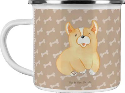 Produktbild von Mr. & Mrs. Panda Pott Corgie - Hundeglück - Geschenk, Hund, Corgi, Tasse Emaille, Motivtasse, Spruch, Bellen, Reisebecher, Becher, Sprüche, Motivation, Teetasse