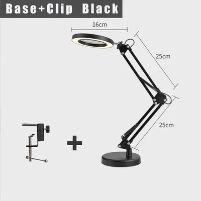 Image de Lampe de lecture LED avec grossissement 8x - Mode 3 couleurs avectactile - Lampe loupe pour la lecture, le bricolage et les loisirs, avec pince et socle