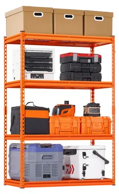 Image de VEVOR Rayonnages de stockage, 1089 kg, 4 niveaux de rayonnages de garage pour charges lourdes, 508x1016x1524 mm, rayonnages universels, rayonnages de cave pour cuisine, entrepôt, cave, orange