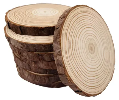 Obrázok produktu pre Drevené krúžky s kôrou, 9 kusov, priemer 12,7–14 cm, súprava na výrobu rustikálnych podtáckov